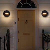 Wyld and Coco Outdoor Set 2 LED Wall Lamps Black Aluminium and Glass Round 15cm