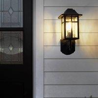Wyld and Coco Matte Black Outdoor Wall Light Iron Clear Glass Weather Resistant
