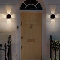Wyld and Coco 2-Pack Outdoor LED Wall Lamps Black Aluminium Glass 10cm