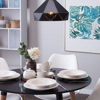 Wyld and Coco Pendant Lamp - Geometric Black Metal with Oak Wood