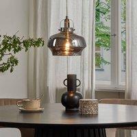 Wyld and Coco Smoked Grey Glass Pendant Lamp Industrial Ceiling Light