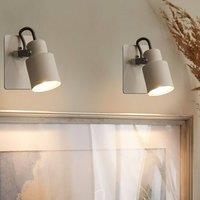 Wyld and Coco Set of 2 White Metal Swing-Arm Wall Lamps 1-Light Cone Shade