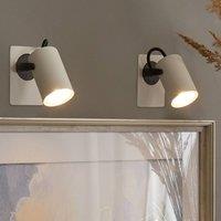 Wyld and Coco White Metal Adjustable Arm Wall Lamps Set of 2