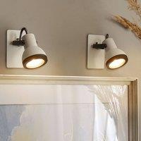 Wyld and Coco Set 2 Wall Lamps White and Black Metal 1 Light Swing Arm Cone