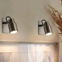 Wyld and Coco Set of 2 Silver Swing-Arm Wall Lamps Cone Shade 1-Light