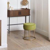 Wyld and Coco Lime Green Velvet Footstool with Gold Metal Base