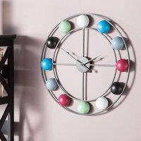 Wyld and Coco 56 cm Retro Open Face Wall Clock Distressed Iron Multicolour