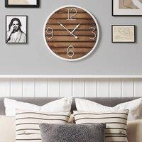 Wyld and Coco 50cm Round Wall Clock - Handmade Dark Brown Slatted Face