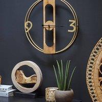 Wyld and Coco Rustic Wall Clock Brown MDF 50 cm Diameter Wooden Effect