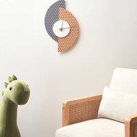 Wyld and Coco Grey and Orange Polka Dot Wall Clock MDF 29 x 47 cm No Numerals
