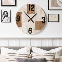 Wyld and Coco Rustic 60cm Handmade Wall Clock Light Brown Round Dial Black Hands