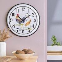 Wyld and Coco Heritage Multicolour Iron Wall Clock 48cm Open Face Retro Country in White