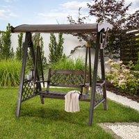 Wyld and Coco 2-Seater Garden Swing Canopy - Spruce Wood Rustic Brown