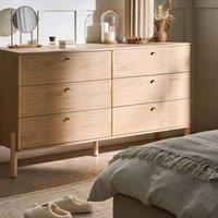 Wyld and Coco 6-Drawer Chest Light Brown Veneer Solid Pine Legs