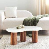 Wyld and Coco Marble Top Coffee Table - Oval 90 x 45 cm in White