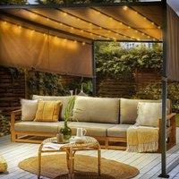 Wyld and Coco Pergola 310 x 310 cm - Brown Steel Frame with Solar LED Lights