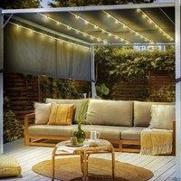 Wyld and Coco Pergola Grey 310 x 310 cm Steel Frame Fabric Canopy Solar LED