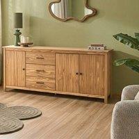 Wyld and Coco Pine Sideboard 3 Drawers 2 Cupboards Light Brown