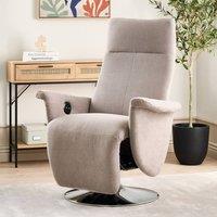 Wyld and Coco Taupe Reclining Armchair with Adjustable Back and Pull-Out Footstool in Beige