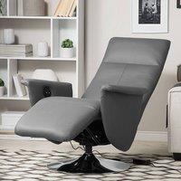 Wyld and Coco Grey Reclining Armchair - Faux Leather with Pull-Out Footstool