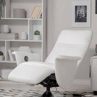 Wyld and Coco Reclining Armchair white faux leather with pull-out ottoman