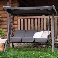 Wyld and Coco Grey Fabric 3-Seater Patio Swing - Powder-Coated Steel Frame