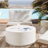 Wyld and Coco 90 cm Round Terrazzo-Style Coffee Table - White Fibreglass Reinforced