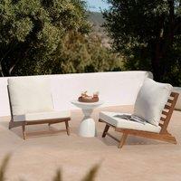 Wyld and Coco Acacia Set of 2 Low Outdoor Chairs with Removable Cushions in Brown