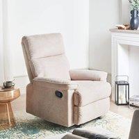 Wyld and Coco Beige Fabric Armchair with Adjustable Footrest Polyester Upholstery