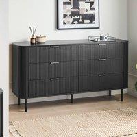 Wyld and Coco 6-Drawer Sideboard Black Laminated MDF with Iron Legs