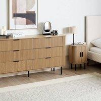 Wyld and Coco Retro Sideboard Chest of Drawers Light Brown Black Metal Legs