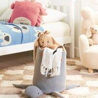 Wyld and Coco Turtle Knit Storage Basket Grey Cotton Toy Hamper