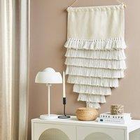 Wyld and Coco Handwoven Off-White Cotton Tassel Wall Hanging in White