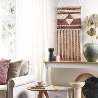 Wyld and Coco Handwoven Wool Wall Hanging Red Beige Geometric Boho