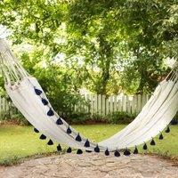 Wyld and Coco Beige Cotton Hammock with PomPom Trim