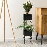 Wyld and Coco Two-Tier Plant Stand 75cm Black Iron