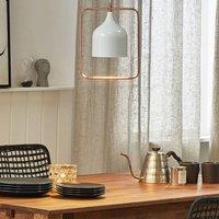 Wyld and Coco 121cm White Metal Pendant Lamp with Copper Frame - Industrial Elegance