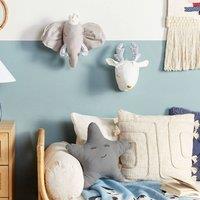 Wyld and Coco Roe Deer Plush Wall Head White Cotton with Sequin Horns and Gold Nose