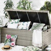 Wyld and Coco Grey Faux Rattan Outdoor Storage Box 158 x 63 cm