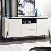 Wyld and Coco White Engineered Wood Sideboard with 3 Drawers and Metal Legs