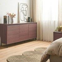 Wyld and Coco 3-Door Sideboard - Dark Brown Melamine with Black Metal Legs