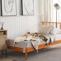 Wyld and Coco EU Pine 3ft Single Bed with Slatted Frame and Headboard in Brown