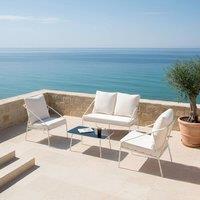 Wyld and Coco White 4 Seater Garden Set Powder Coat Steel Removable Cushion