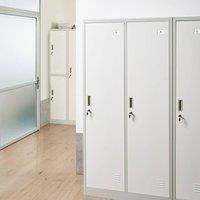 Wyld and Coco Two-Door Lockable Storage Locker White Grey W90 x D45 x H180cm