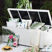 Wyld and Coco White Faux Rattan Outdoor Storage Box 158 x 63 cm