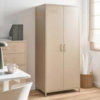Wyld and Coco Light Beige Steel Storage Cabinet 2 Doors 4 Adjustable Shelves