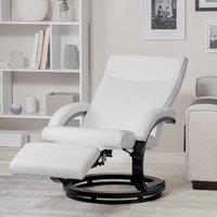 Wyld and Coco Reclining Armchair - White Faux Leather Adjustable Back and Footrest