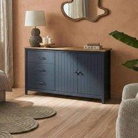Wyld and Coco Nordic Sideboard Dark Blue 2-Door 3-Drawer Pine W150 x D40 x H80cm