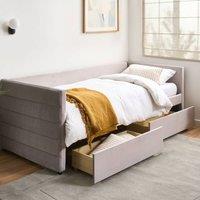 Wyld and Coco Velvet Daybed Light Grey 90 x 200 cm with Slatted Base and Drawers | Size: Single