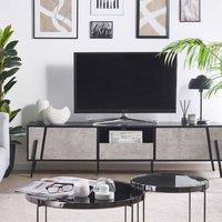 Wyld and Coco Industrial TV Stand Up to 75 inch TV Concrete effect Top Black in Grey